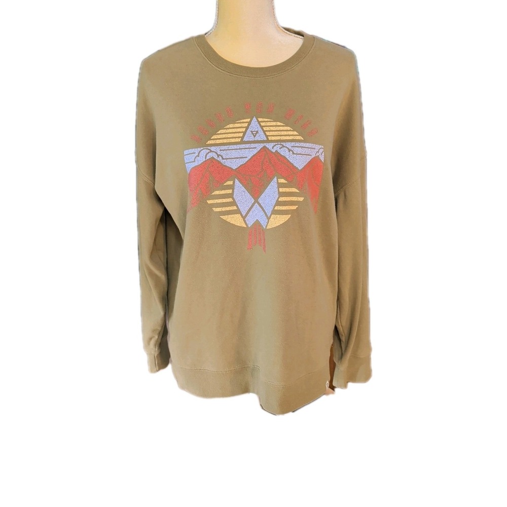 Life Integrity Earth Women's Sweatshirt Khaki Green Long Sleeve Super‎ Soft